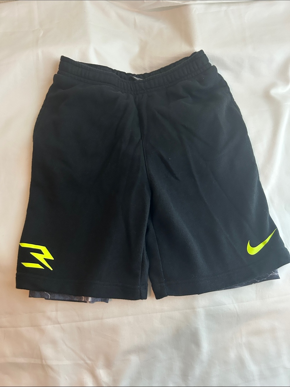 Nike Men’s Black Athletic Shorts with Neon Yellow Accents